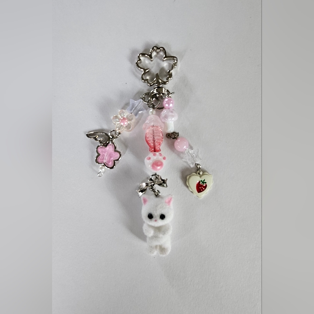 Cute charm, bag charm, cat charm, purse charm, keychain,  keyring